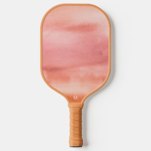 Earth Tone Roze Sinaasappel Waterverf Monogram Pickleball Paddle (Voorkant)