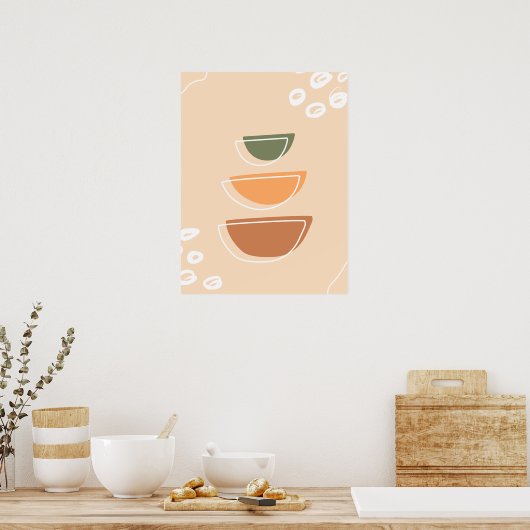 Earth Tone Stacked Minimalist Boho Wall Poster (Keuken)