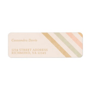 Earth Tone Stripes Minimale terugzendadres Boho Etiket