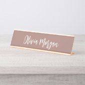 Earth Tone Terracotta Sketting Cursive Script Bureau Naambordje (Voorkant)