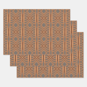 Earth Tone Tribal Ribbon Abstract Pattern Art Inpakpapier Vel