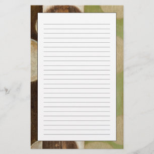 Earth Tone Wood Panel Painting with Circles Briefpapier