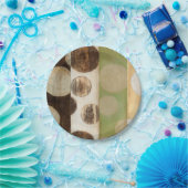 Earth Tone Wood Panel Painting with Circles Papieren Bordje (Feest)