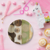 Earth Tone Wood Panel Painting with Circles Papieren Bordje (Feest)