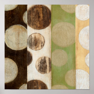 Earth Tone Wood Panel Painting with Circles Poster