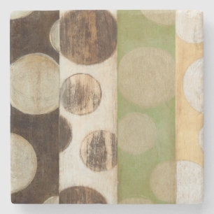 Earth Tone Wood Panel Painting with Circles Stenen Onderzetter