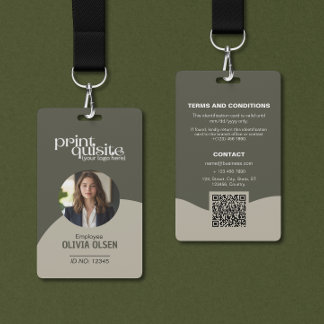 Earth Toned Event/Employee ID Kaart—QR Code Staff Badge