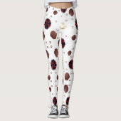 Earth-Toned Lotus & Frog Pattern Leggings (Voorkant)