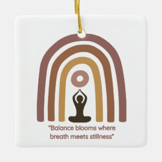 Earth-Toned Mindfulness Rainbow Yoga Design Keramisch Ornament