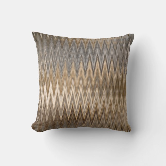 Earth Toned Wavy Pattern Kussen (Voorkant)