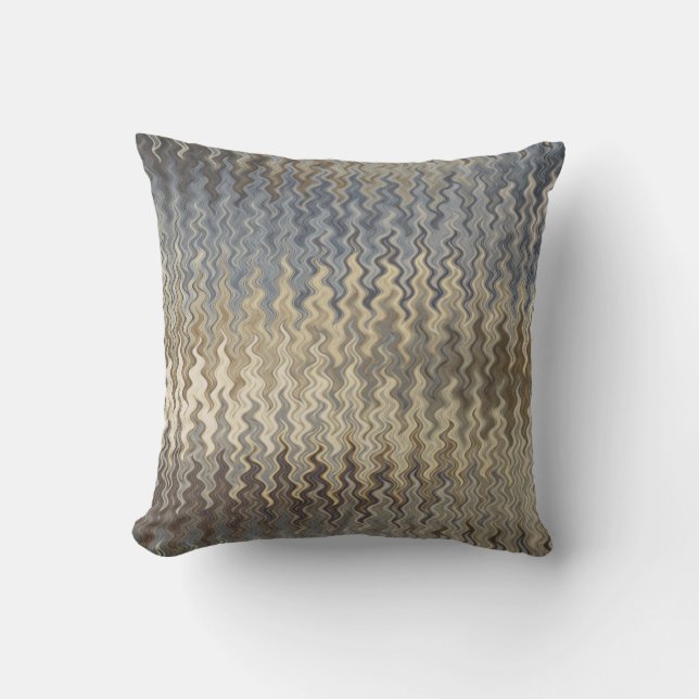 Earth Toned Wavy Pattern Kussen (Voorkant)