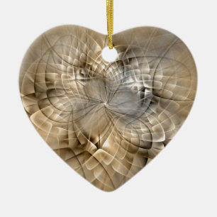 Earth Tones Abstract Modern Fractal Art Heart Keramisch Ornament