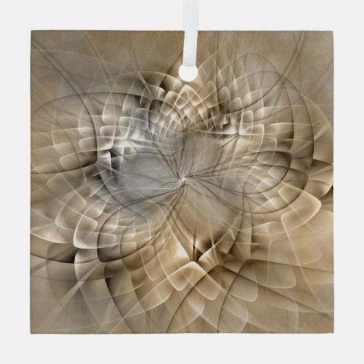 Earth Tones Abstract Modern Fractal Art Texture Glas Ornament (Achterkant)