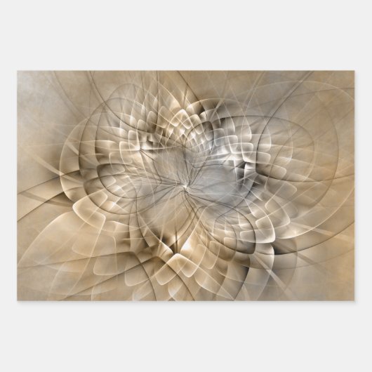 Earth Tones Abstract Modern Fractal Art Texture Inpakpapier Vel (Voorkant)