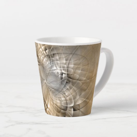 Earth Tones Abstract Modern Fractal Art Texture Latte Mok (Rechterhoek)