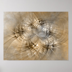 Earth Tones Abstract Modern Fractal Art Texture Poster