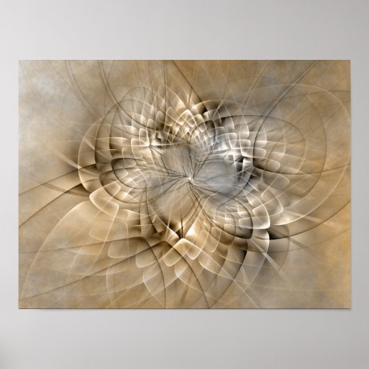 Earth Tones Abstract Modern Fractal Art Texture Poster (Voorkant)