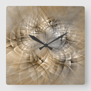 Earth Tones Abstract Modern Fractal Art Texture Vierkante Klok