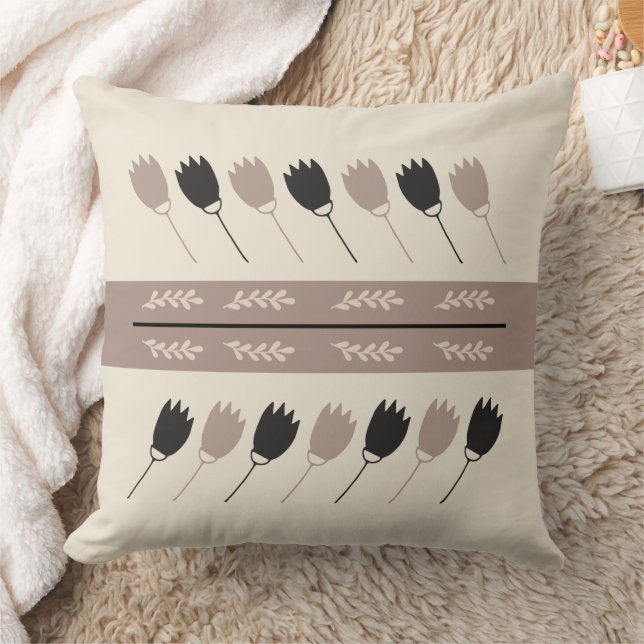 Earth Tones Geometrisch Bloemen Sierkussen (Deken)