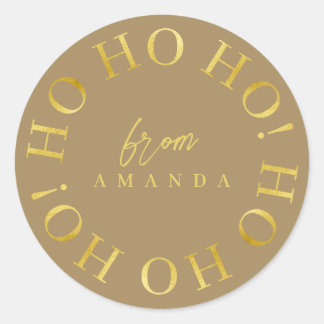 Earth Tones Gold Christmas Ho Ho Ho ID1009 Ronde Sticker