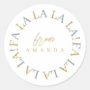 Earth Tones Gold Kerstmis Fa La ID1009 Ronde Sticker