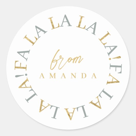 Earth Tones Gold Kerstmis Fa La ID1009 Ronde Sticker (Voorkant)