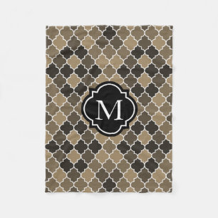Earth Tones Quatrefoil Monogram Fleece Deken