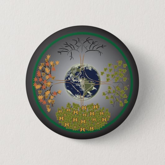 Earth Tree Mandala Ronde Button 5,7 Cm (Voorkant)