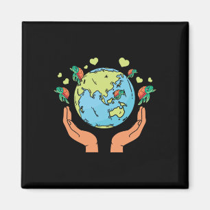 Earth Turtle Hearts Environment Earth Day Zee Turt Magneet