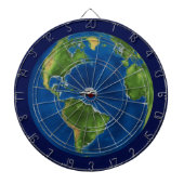 Earth Wereldbol en Ship on Blue Dartbord (Voorkant)