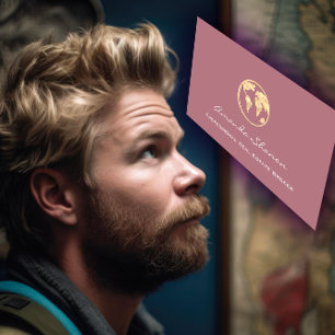 Earth Wereldbol Word Map Travel Agency QR Roos Gol Visitekaartje