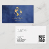 Earth Wereldbol Word Map Travel Agent QR Code Visitekaartje (Voorkant / Achterkant)