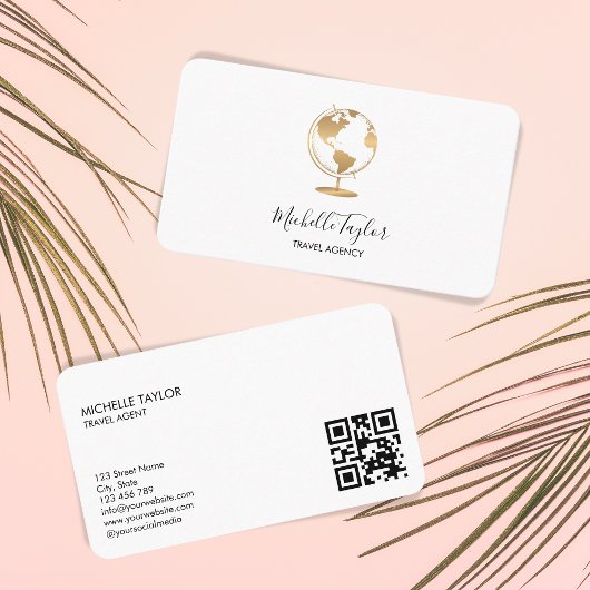 Earth Wereldbol Word Map Travel Agent QR Code Visitekaartje