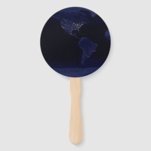 Earth Wereldkaart Stadslampen bij Nacht Satelliet Handwaaier
