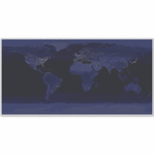 Earth Wereldkaart Stadslampen bij Nacht Satelliet Sticker