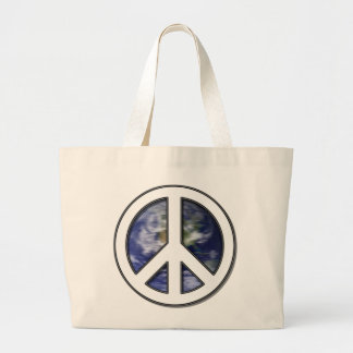 Earth White Peace Sign7 Grote Tote Bag