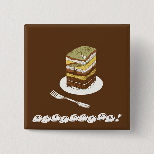 EARTHCAKE! VIERKANTE BUTTON 5,1 CM (Voorkant)