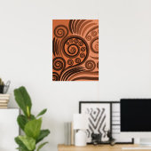 Earthen Sandy-Oranje Curls Abstract Fern Frond Poster (Thuiskantoor)