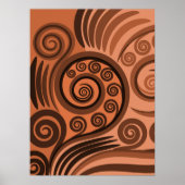 Earthen Sandy-Oranje Curls Abstract Fern Frond Poster (Voorkant)
