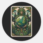 Earth's Guardian Enchanting Natuur Art Tarot Kaart Ronde Sticker (Voorkant)