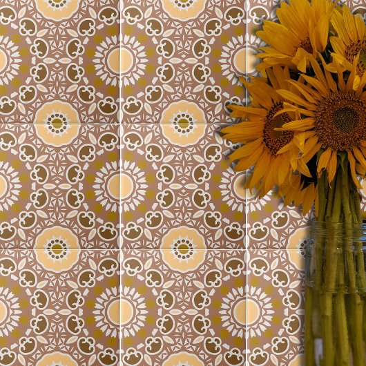 Earthtone Ethnic Bohemian Kaleidoscopic Pattern Tegeltje