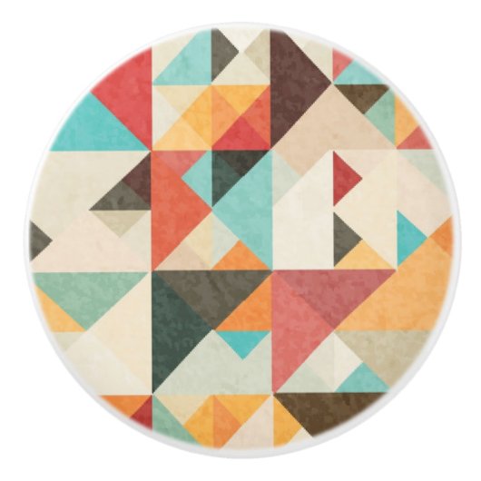 Earthtone Geometric Pattern Keramische Knop (Voorkant)