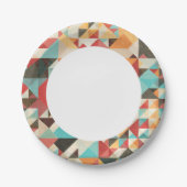 Earthtone Geometric Pattern Papieren Bordje (Voorkant)