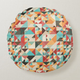 Earthtone Geometric Pattern Rond Kussen