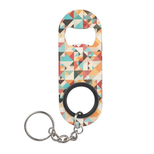 Earthtone Geometric Pattern Sleutelhanger Flessenopener (Voorkant)