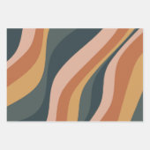 Earthy Autumn Abstract Wavy Stripes Modern Green Inpakpapier Vel (Voorkant)