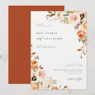 Earthy Autumn Botanical Floral Wedding Invitation Kaart