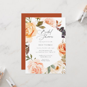 Earthy Autumn Floral Bridal Shower Kaart