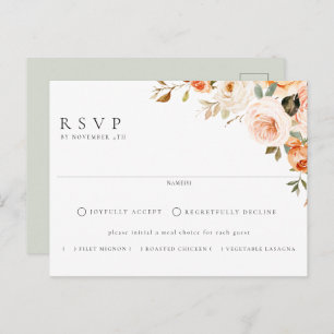 Earthy Autumn Floral Meal Choice Wedding RSVP Briefkaart