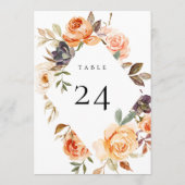 Earthy Autumn Floral Table Number Kaart (Achterkant)